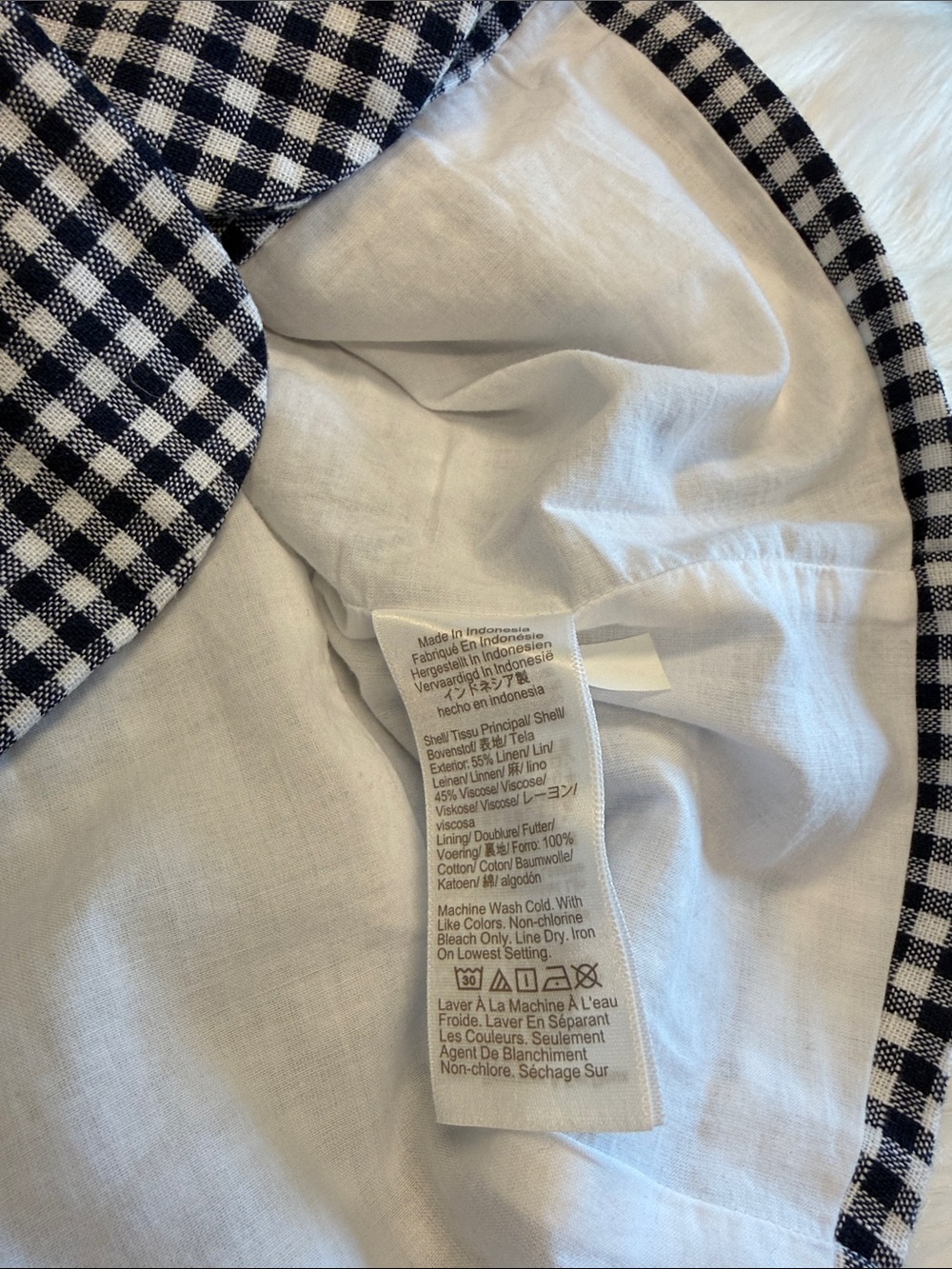 NWT J Crew Factory Gingham Button Front Top - Navy & White - Picture 6 of 6